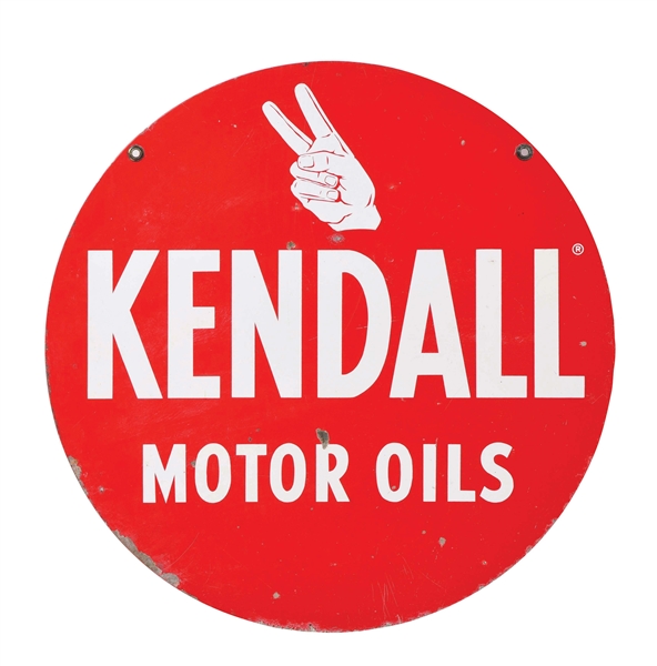 KENDALL MOTOR OILS TIN SERVICE STATION SIGN.