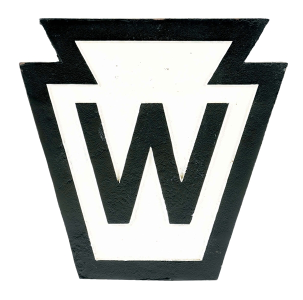 PRR WHISTLE POST SIGN.