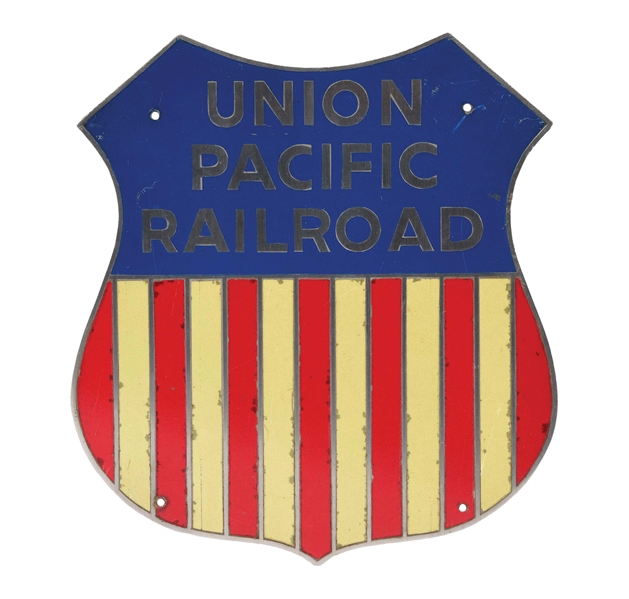 UNION PACIFIC RAILROAD STAINLESS STEEL SHIELD SIGN.