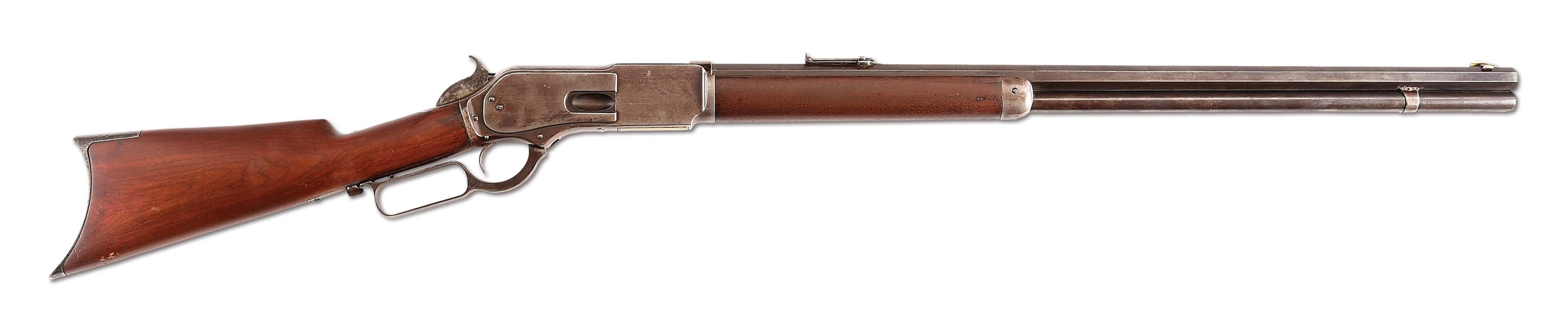 (A) EARLY WINCHESTER MODEL 1876 "CENTENNIAL RIFLE" WITH "OPEN TOP" FRAME SERIAL NUMBER 79.