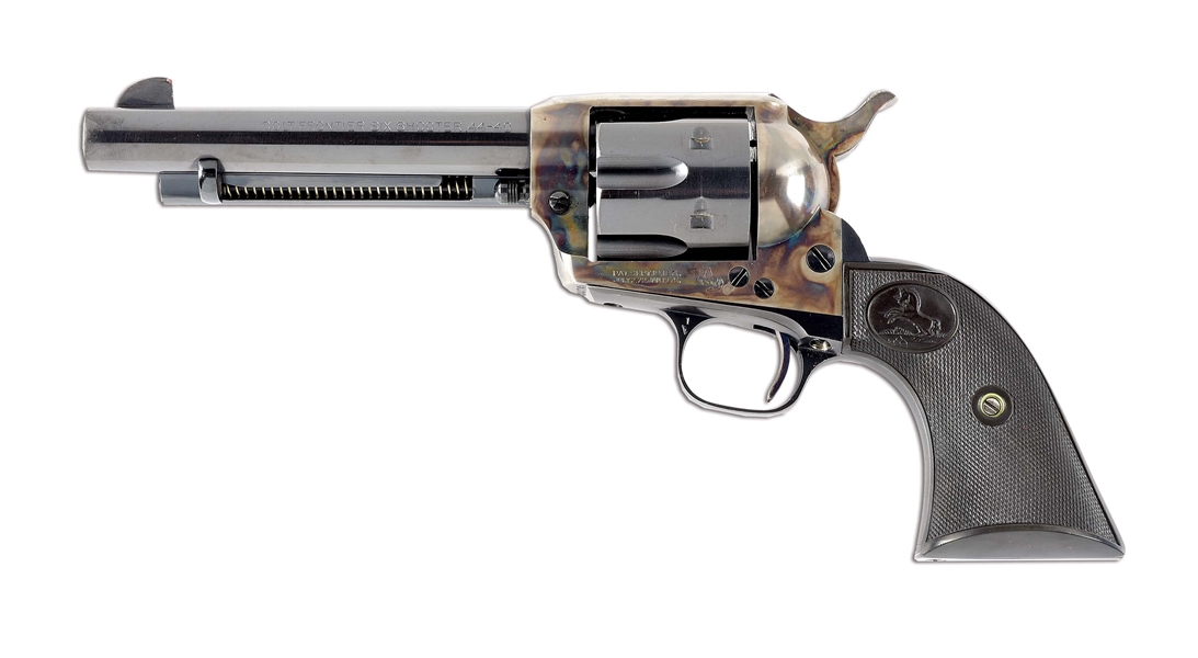 (C) HIGH CONDITION 1929 COLT FRONTIER SIX SHOOTER WITH RARE FACTORY SHIPPED .44 S&W CONVERTIBLE CYLINDER.