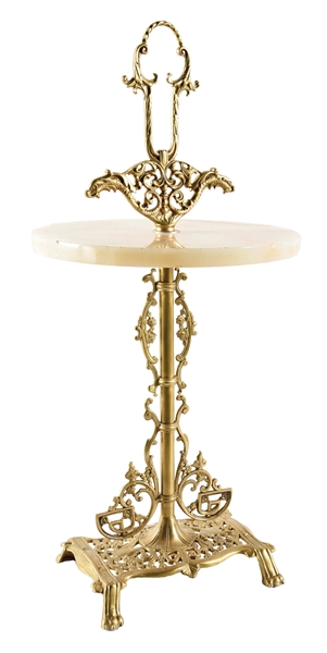 BEAUTIFUL ORNATE MARBLE TOP SIDE TABLE.