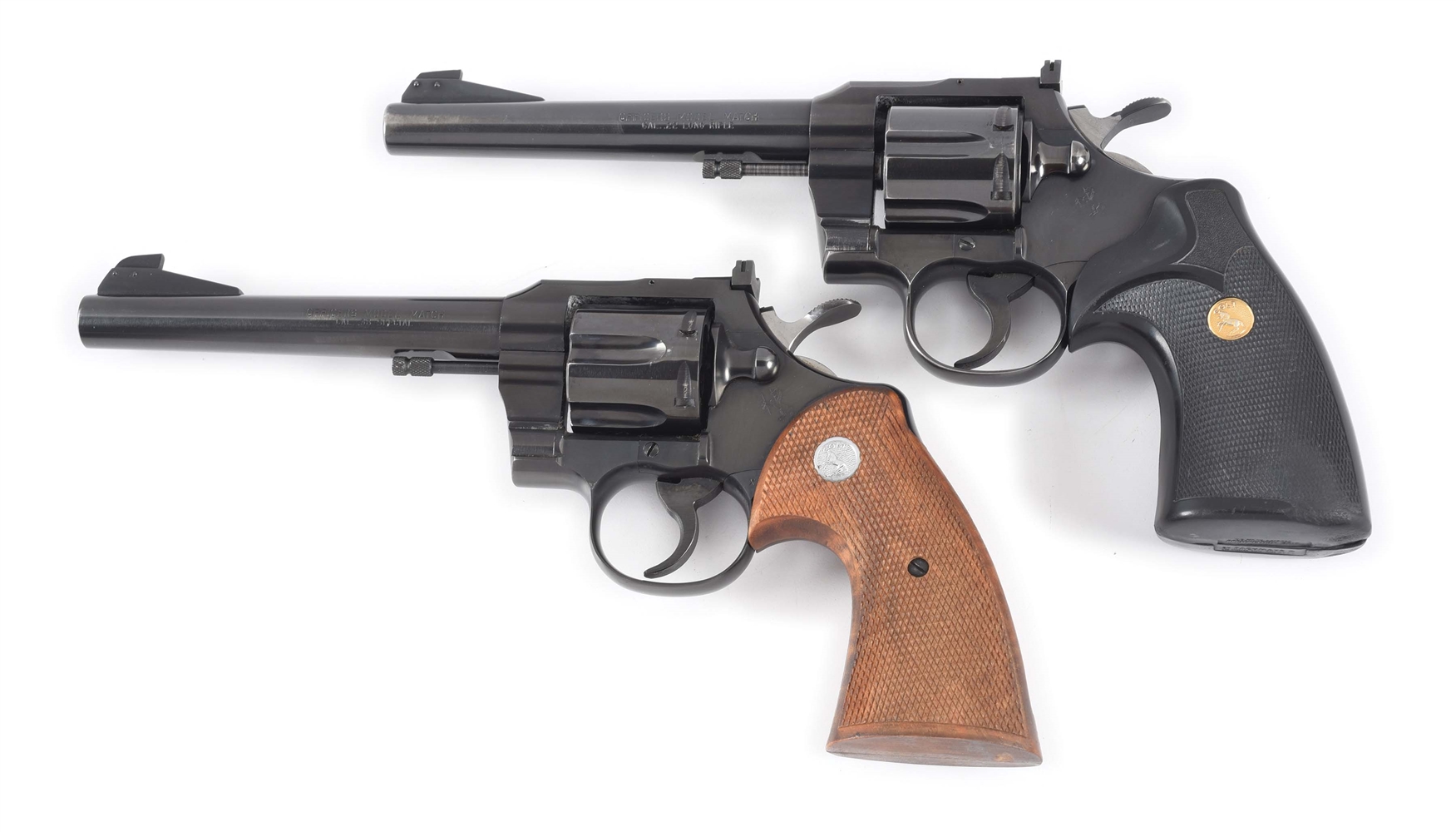 (C) LOT OF 2: COLT OFFICERS MODEL MATCH DOUBLE ACTION REVOLVERS.