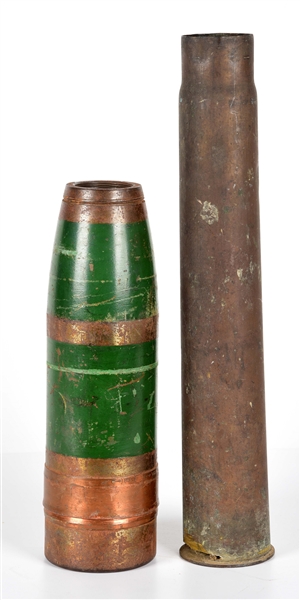 LOT OF 2: BRITISH WWII ARTILLERY SHELLS. 