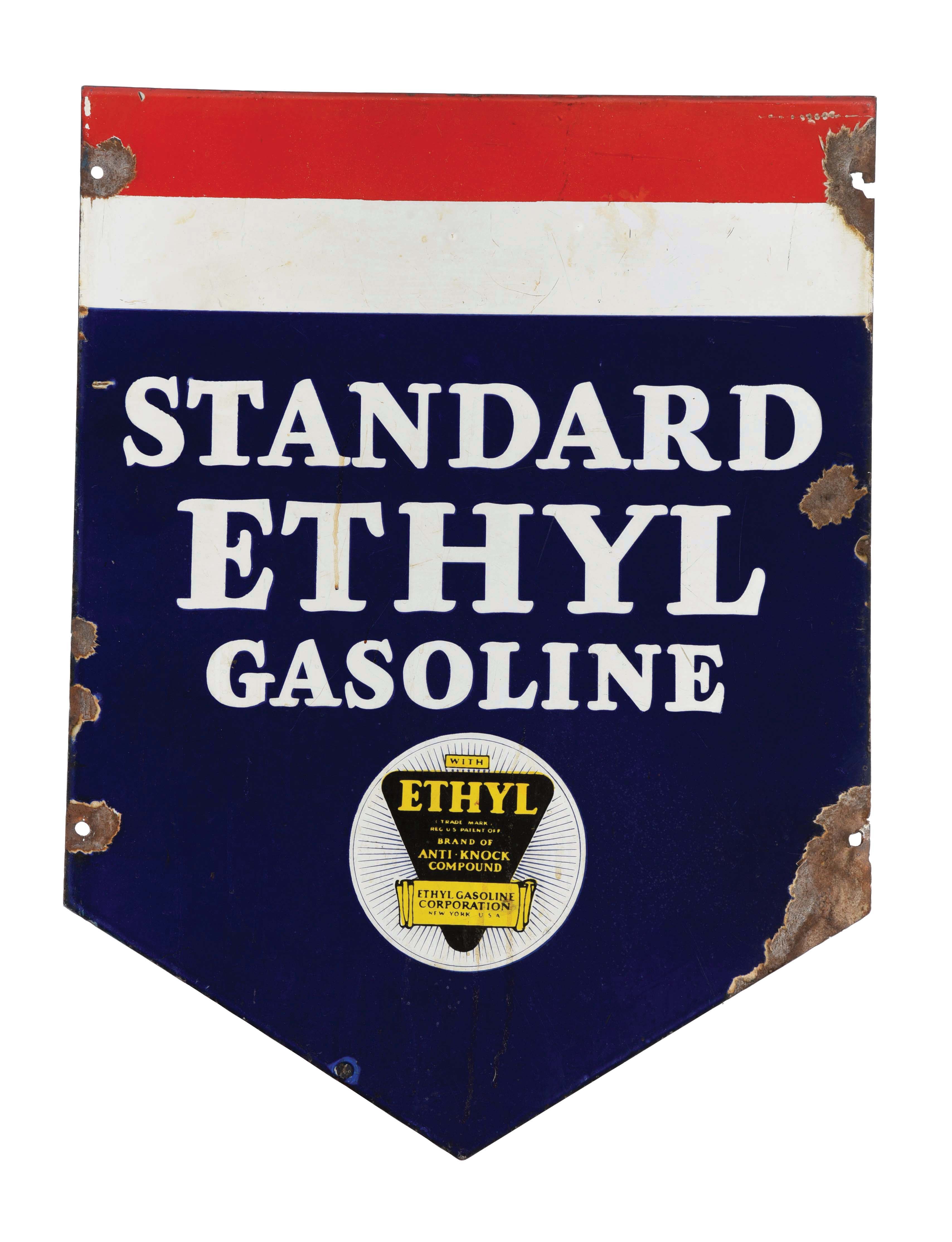 Lot Detail - STANDARD ETHYL GASOLINE PORCELAIN SERVICE STATION SIGN W ...