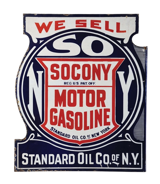 Lot Detail - WE SELL SOCONY MOTOR GASOLINE PORCELAIN FLANGE SIGN.