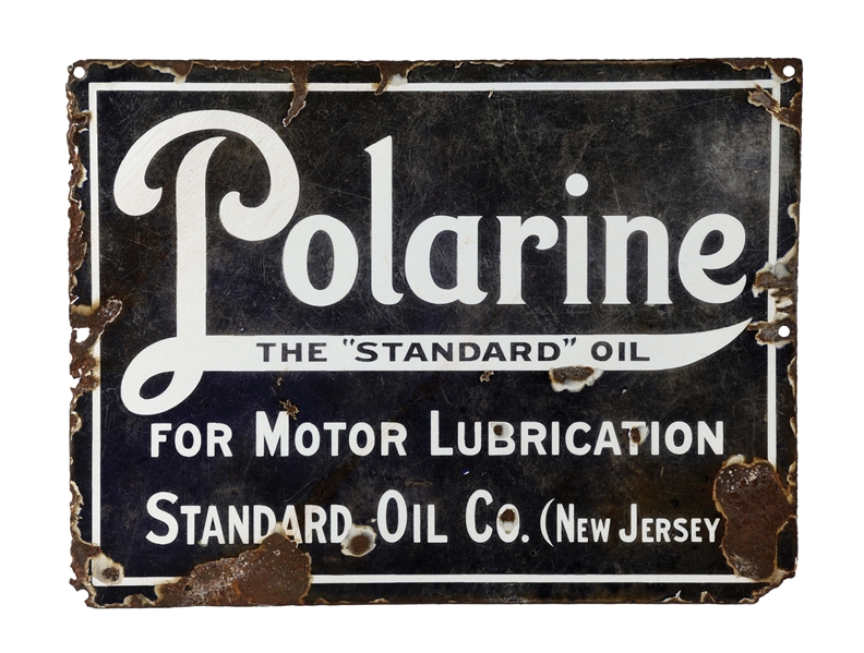 RARE POLARINE MOTOR OIL PORCELAIN SIGN FOR STANDARD OIL OF NEW JERSEY. 