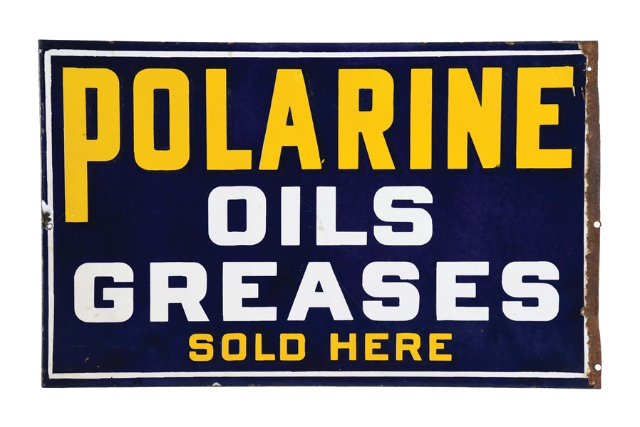 POLARINE OILS & GREASES SOLD HERE PORCELAIN SIGN. 