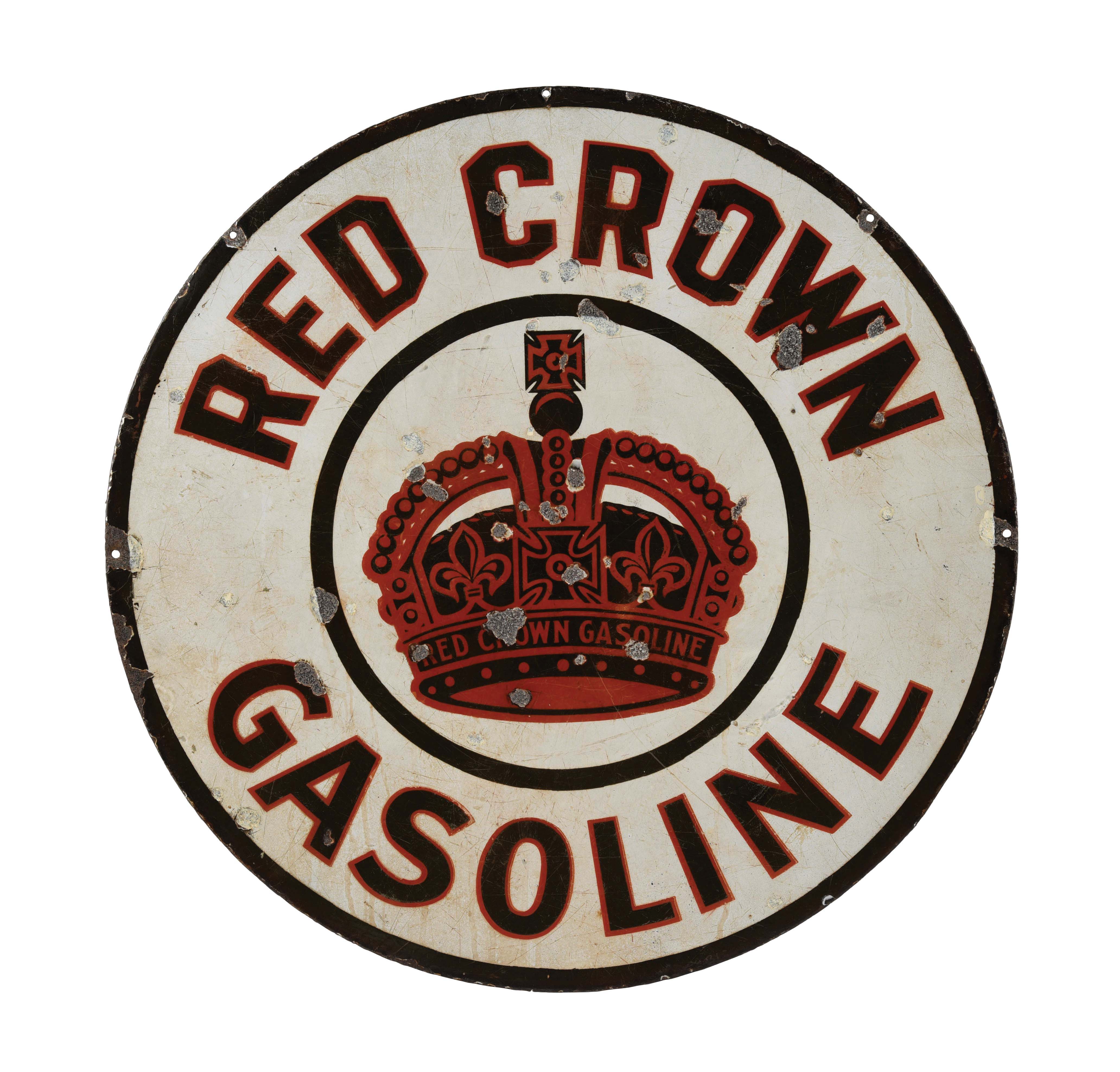 Lot Detail - RED CROWN GASOLINE PORCELAIN SERVICE STATION SIGN W/ CROWN ...