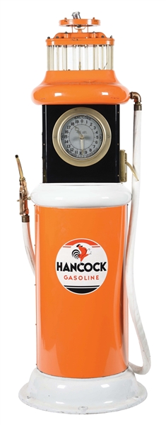RARE WEST COAST EQUIPMENT COMPANY MODEL #212 GAS PUMP RESTORED IN HANCOCK GASOLINE. 