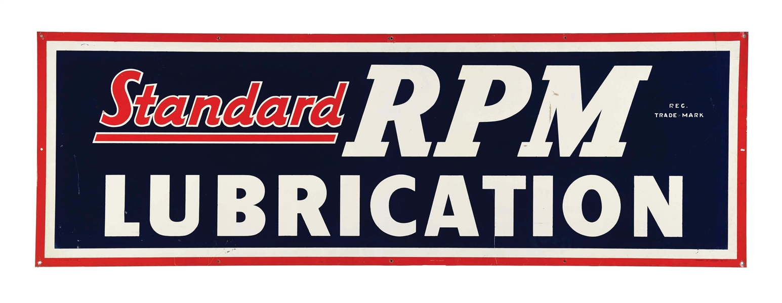 Lot Detail - RARE STANDARD RPM LUBRICATION TIN SERVICE STATION STRIP SIGN.
