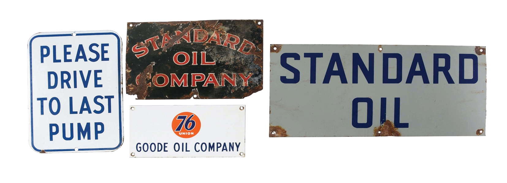 LOT OF 4: PORCELAIN SIGNS FROM STANDARD, UNION & RICHFIELD. 