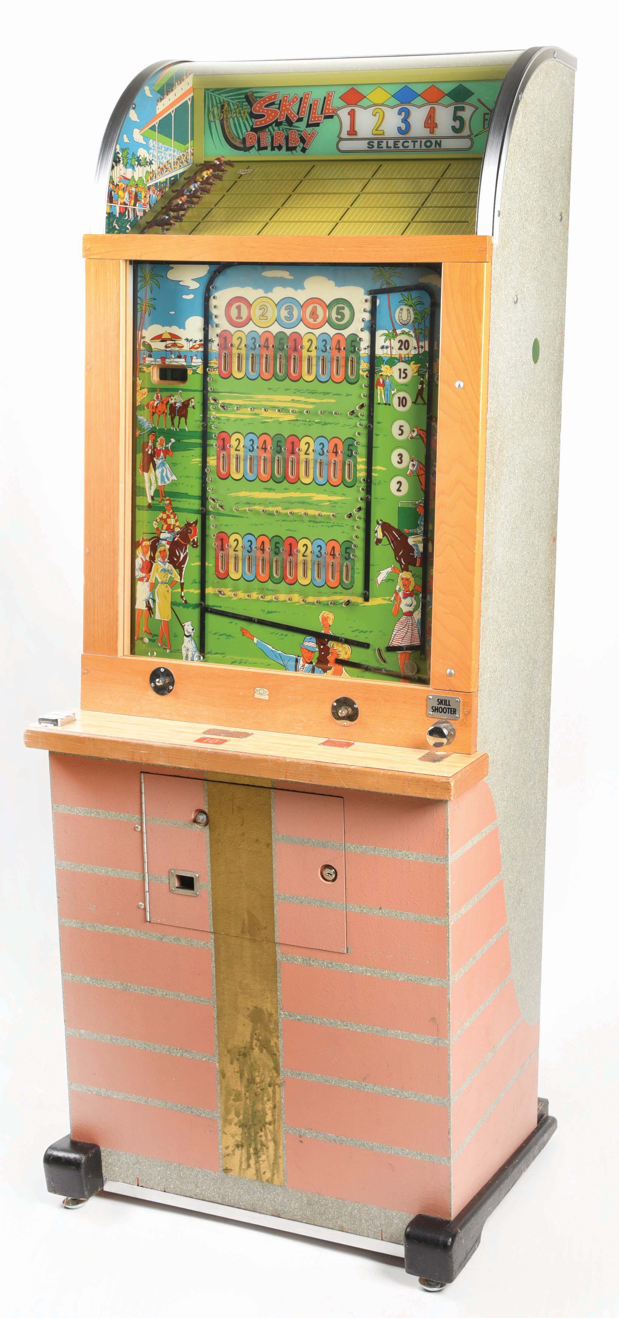 Lot Detail - 10¢ BALLY SKILL DERBY VERTICAL ARCADE HORSERACE MACHINE.