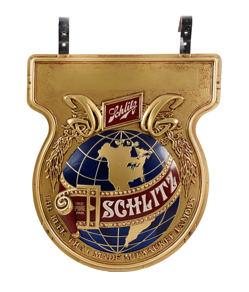 DOUBLE-SIDED SCHLITZ HANGING SIGN.