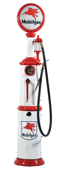 OUTSTANDING NATIONAL MODEL #60 SIMPLEX GAS PUMP RESTORED IN MOBILGAS.