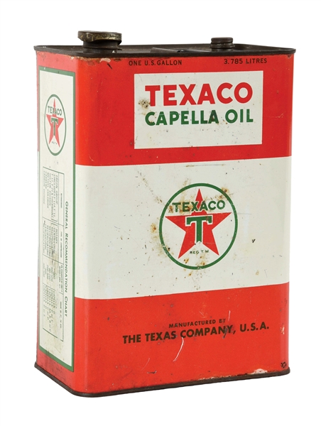 TEXACO CAPELLA OIL ONE GALLON OIL CAN.
