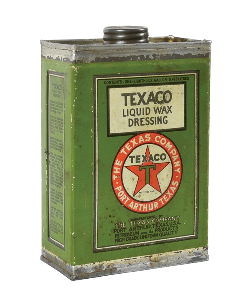 TEXACO LIQUID WAX DRESSING ONE PINT GREEN CAN.