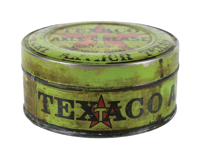 TEXACO AXLE GREASE ONE POUND CAN W/ EARLY TEXACO SCRIPT. 