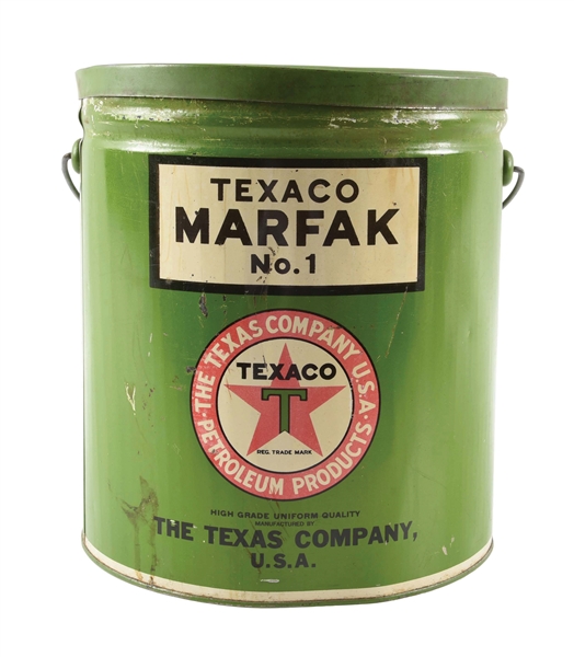 TEXACO MARFAK NO. 1 TWENTY FIVE POUND GREASE CAN W/ STAR GRAPHICS. 