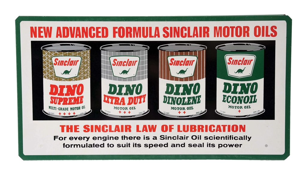 NEW OLD STOCK SINCLAIR MOTOR OILS RACK SIGN W/ QUART CAN GRAPHICS. 