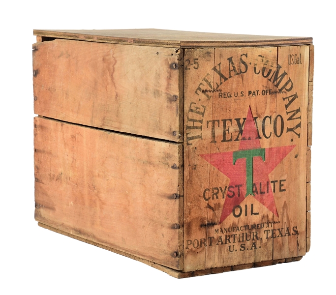 TEXACO CRYSTALITE OIL WOODEN SHIPPING CRATE.
