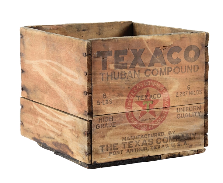 TEXACO THUBAN COMPOUND WOODEN SHIPPING CRATE. 
