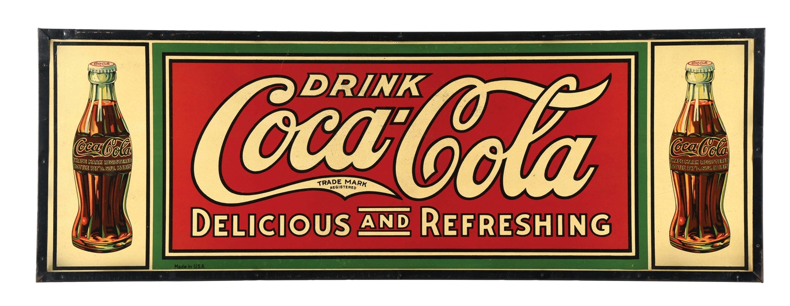 1920S COCA-COLA CARDBOARD ADVERTISEMENT WITH TIN FRAME.