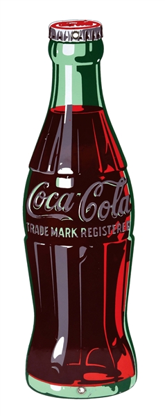 1950’S COCA-COLA 16” PORCELAIN BOTTLE SIGN.