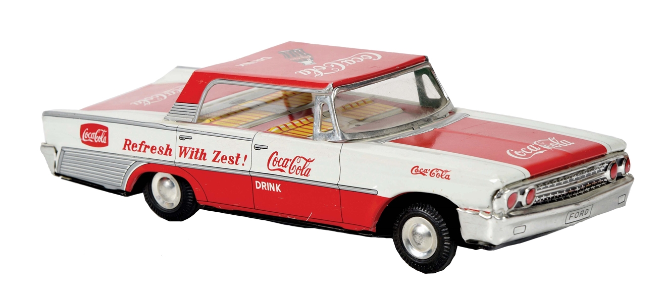 1960S COCA-COLA TIN FRICTION FORD CAR.