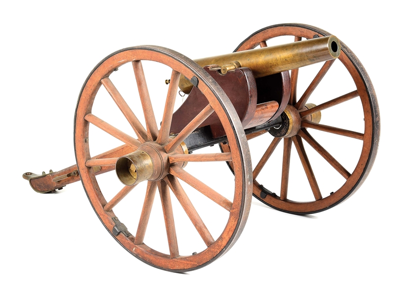 IMPRESSIVE 28" BRONZE STRONG SIGNAL CANNON ON FIELD CARRIAGE.