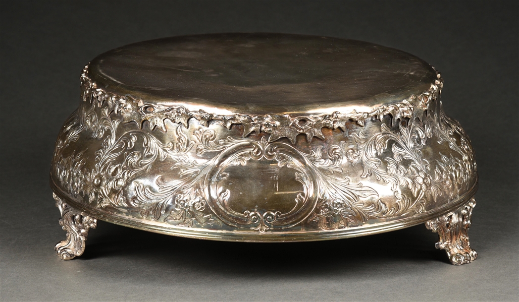 A SILVER PLATED CENTERPIECE BASE. 