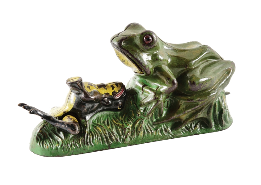 CAST IRON 2 FROGS BANK.