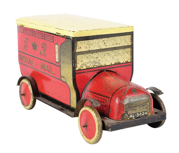 RED ROYAL MAIL DELIVERY TRUCK BISCUIT TIN.