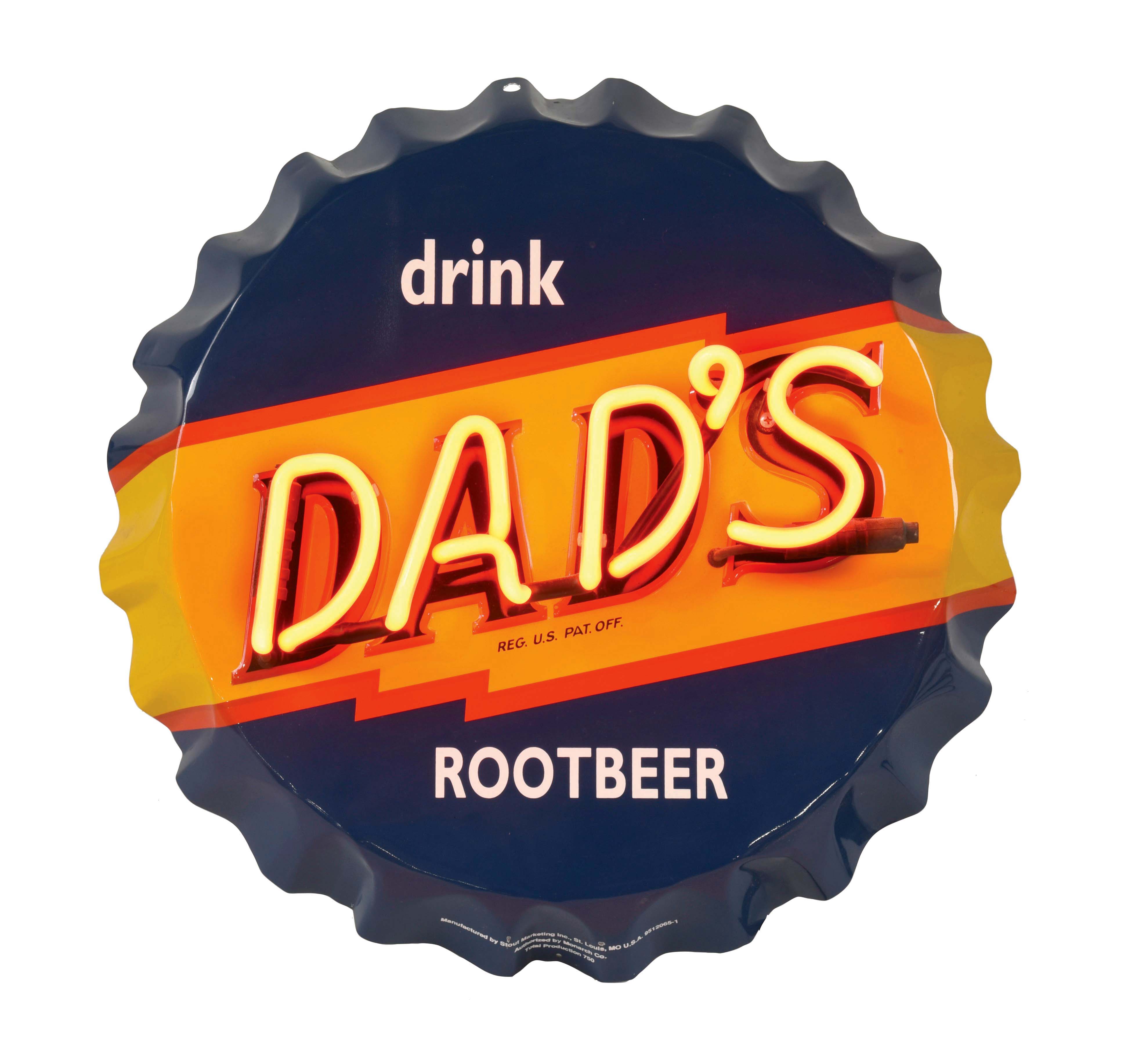 Lot Detail - MODERN LIMITED PRODUCTION DRINK DAD'S ROOTBEER NEON CAP SIGN.