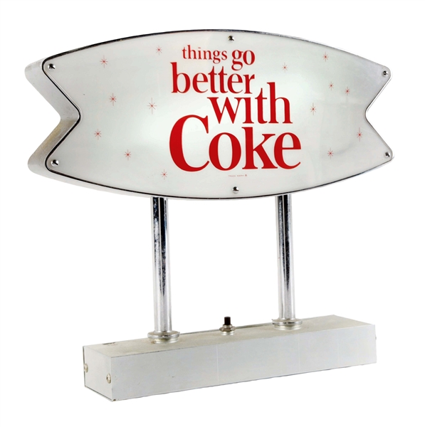 "THINGS GO BETTER WITH COKE" DOUBLE-SIDED PLASTIC FACE LIGHT-UP.