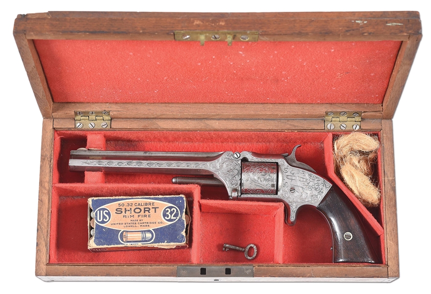 (A) ENGRAVED SMITH & WESSON NO. 2 REVOLVER WITH CASE AND FACTORY LETTER.