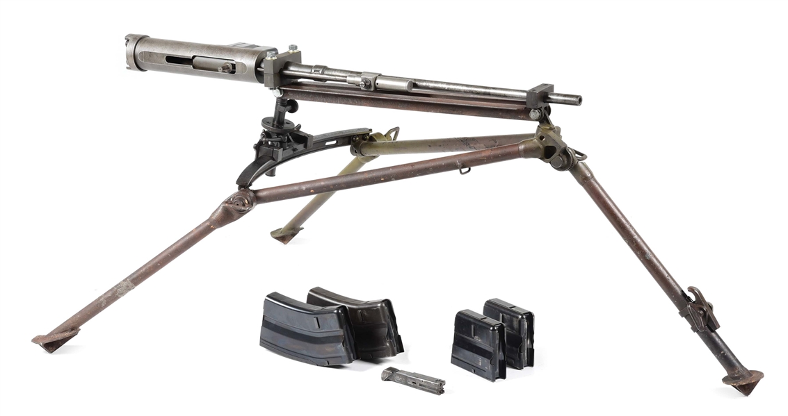 (C) RARE SPRINGFIELD ARMORY M8C .50 SPOTTER RIFLE FOR M40 RECOILESS WITH BREN TRIPOD AND ACCESSORIES.