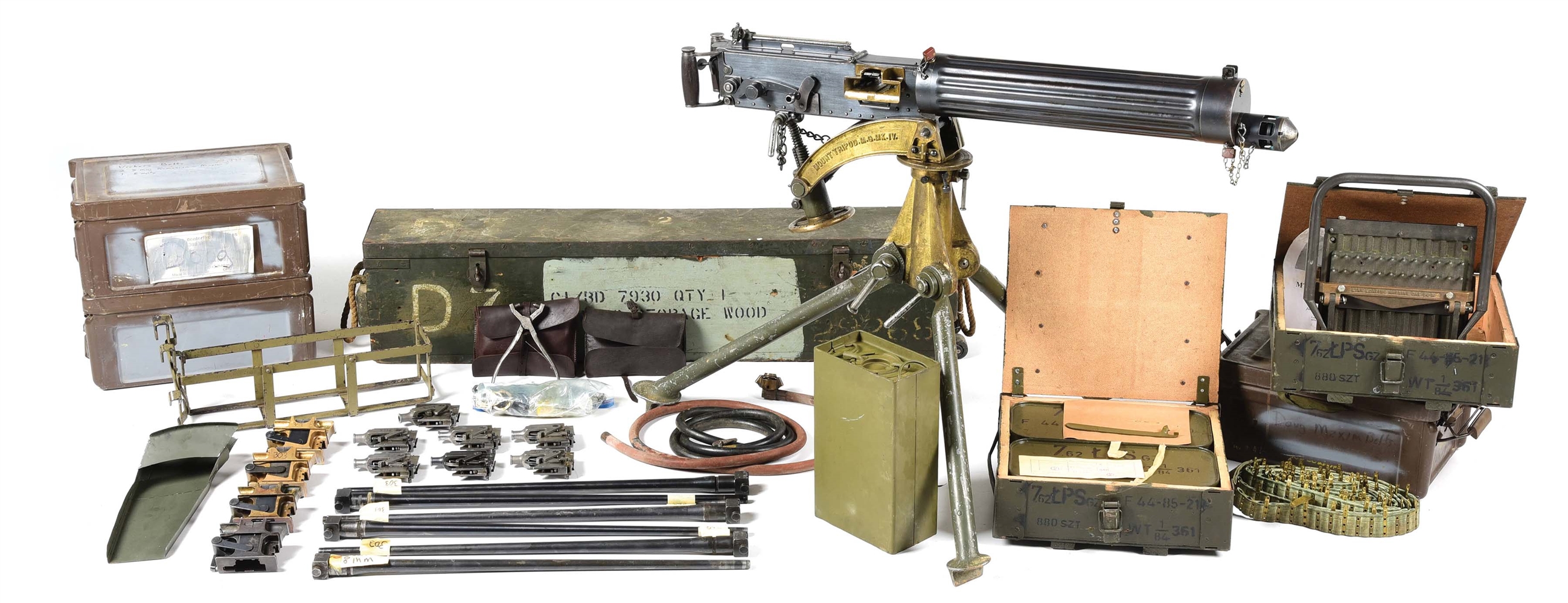 (N) EXCEPTIONALLY WELL ACCESSORIZED VSM REGISTERED BRITISH COMMERCIAL MANUFACTURED VICKERS HEAVY MACHINE GUN WITH TRANSIT CHEST & TRIPOD (FULLY TRANSFERABLE).