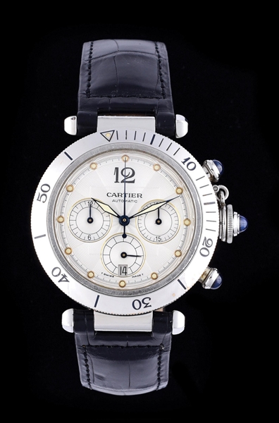 MENS CARTIER PASHA STAINLESS STEEL AUTOMATIC CHRONOGRAPH WATCH, REF 2113.