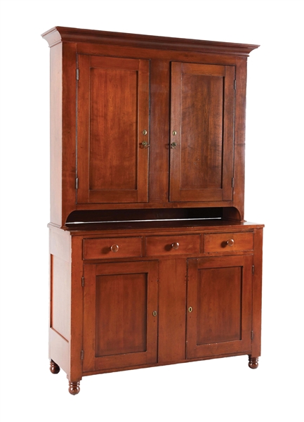 TWO PIECE CHERRY DINING ROOM HUTCH.