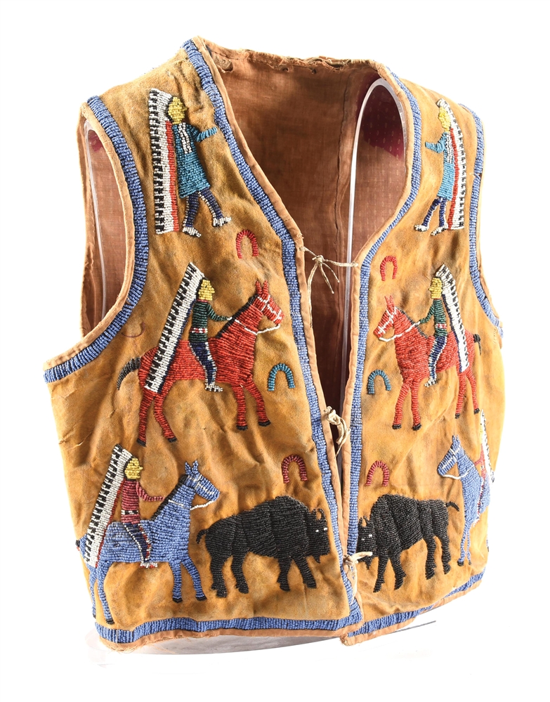 SIOUX INDIAN PICTOGRAPHIC BEADED VEST.