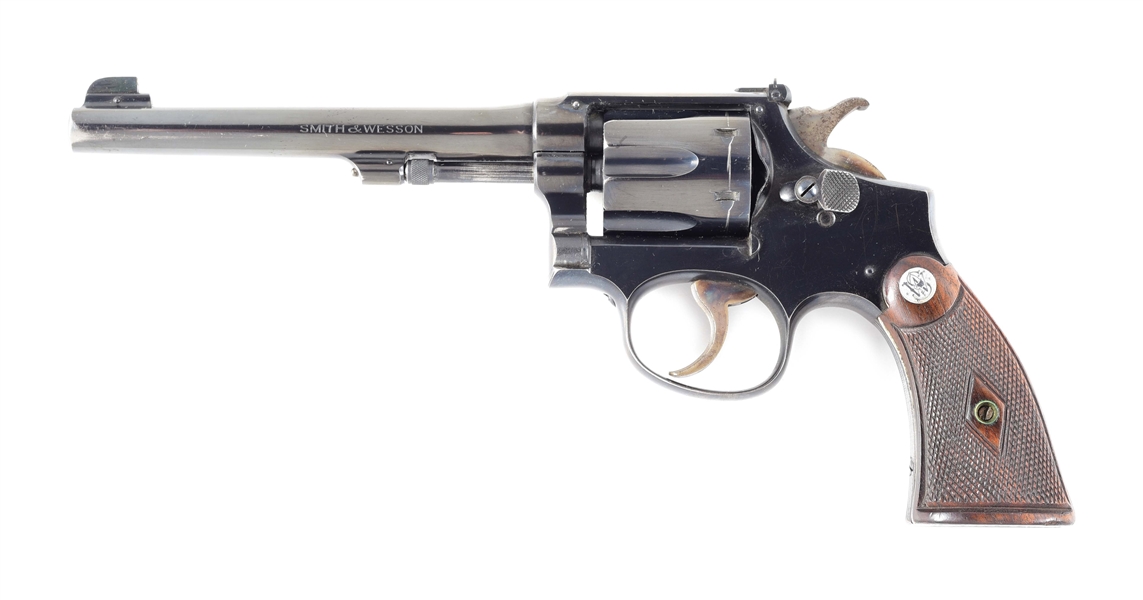 (C) S&W K-22 OUTDOORSMAN .22 LR DOUBLE ACTION REVOLVER WITH FACTORY LETTER.