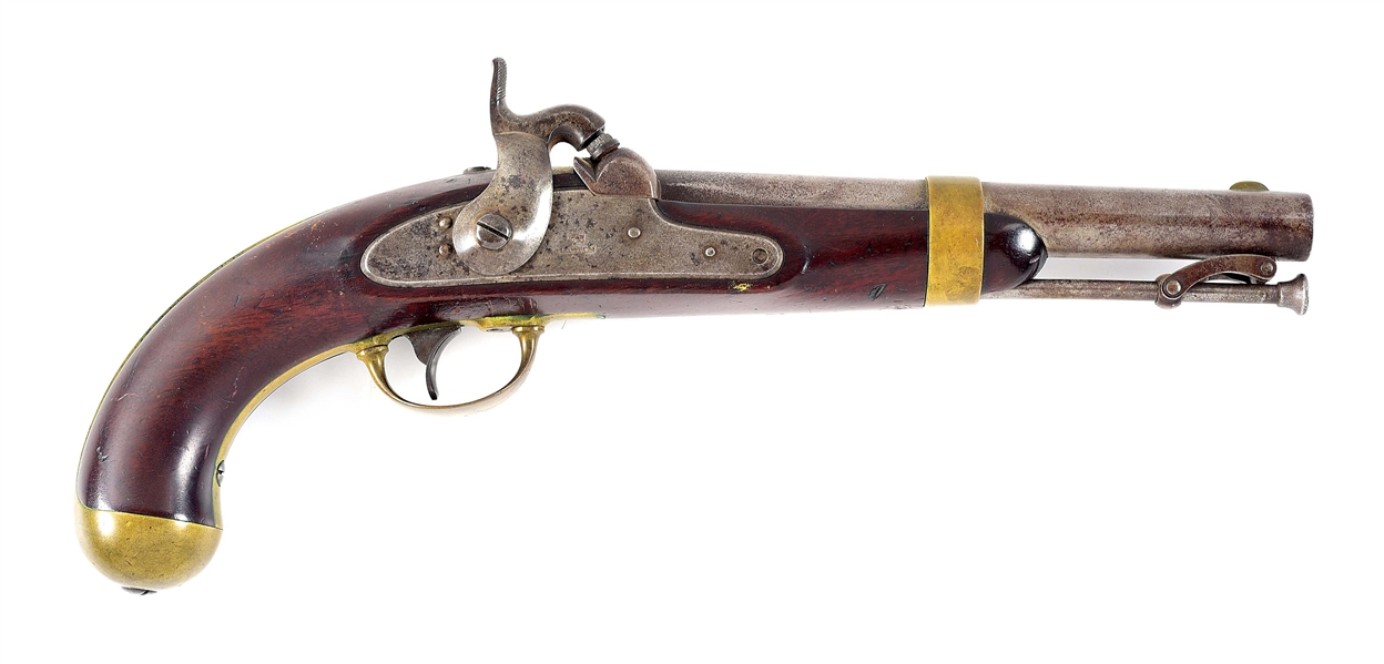 (A) US M1842 PERCUSSION PISTOL BY ASTON DATED 1847.