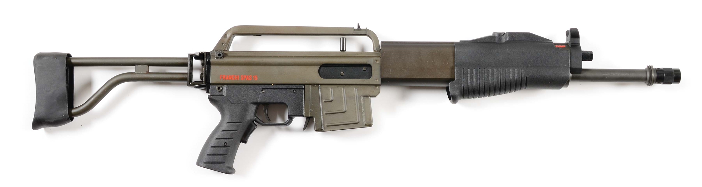 (M) FINE AND RARE FRANCHI SPAS 15 DUAL FUNCTION SLIDE ACTION AND SEMI-AUTOMATIC SHOTGUN.