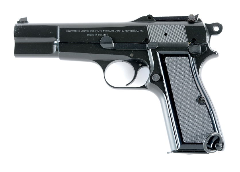 (C) BELGIAN BROWNING HI-POWER SEMI AUTOMATIC PISTOL WITH TANGENT SIGHT (1971).
