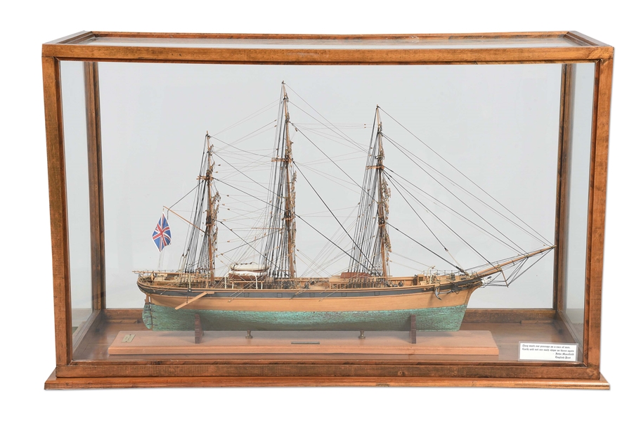 CUTTY SARK WOODEN SHIP MODEL WITH DISPLAY CASE.