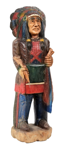 REPRODUCTION CIGAR STORE INDIAN FIGURAL STATUE. 