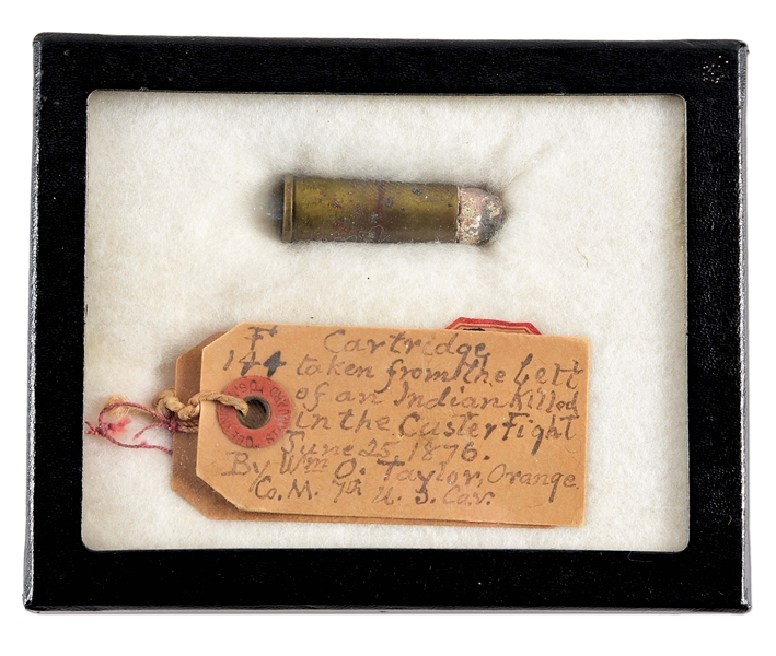 WINCHESTER 38-40 CARTRIDGE TAKEN FROM THE BELT OF AN INDIAN KILLED AT LITTLE BIG HORN