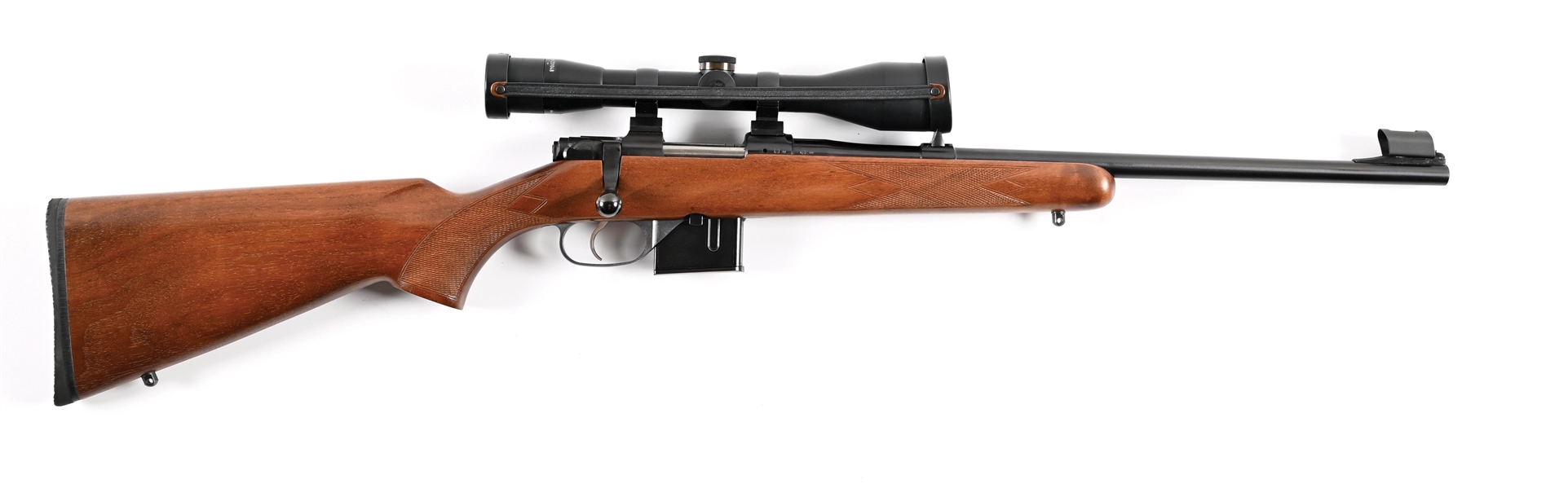 (M) CZ 527 BOLT ACTION CARBINE WITH SCOPE AND BOX.