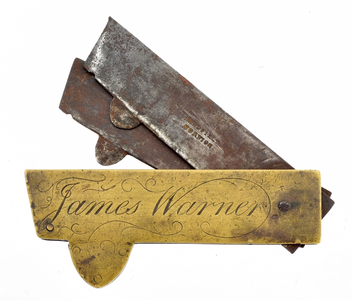 ENGLISH BLOOD LETTING FLEAM INSCRIBED TO JAMES WARNER AND DATED 1820.
